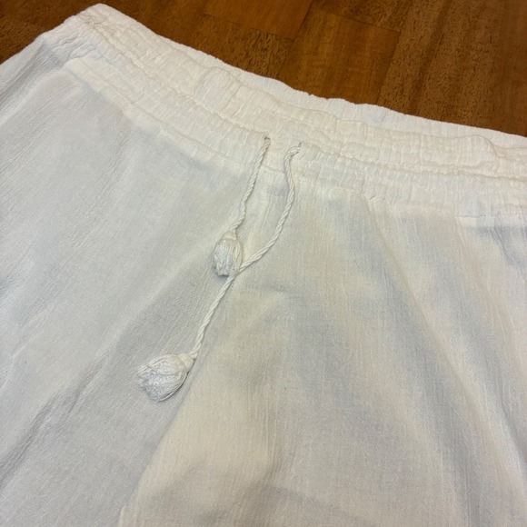 J. Crew Pants - J. Crew White Cotton Gauze Wide Leg Pants Drawstring Cabana Boho Womens Small